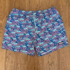 Vineyard Vines 3XB 3XL Big Men's Bass Coral Blue Printed Swim Trunks 7.5" inseam